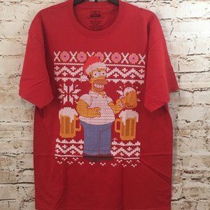 Simpsons christmas shirt mens beer drunk homer new
